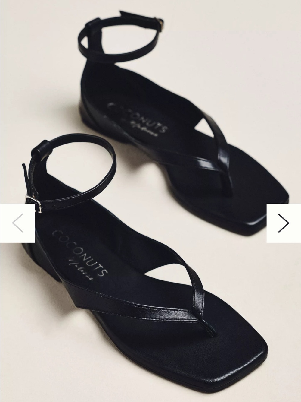 Coconuts by Matisse Black Square-Toe Ankle Strap Thong Sandals